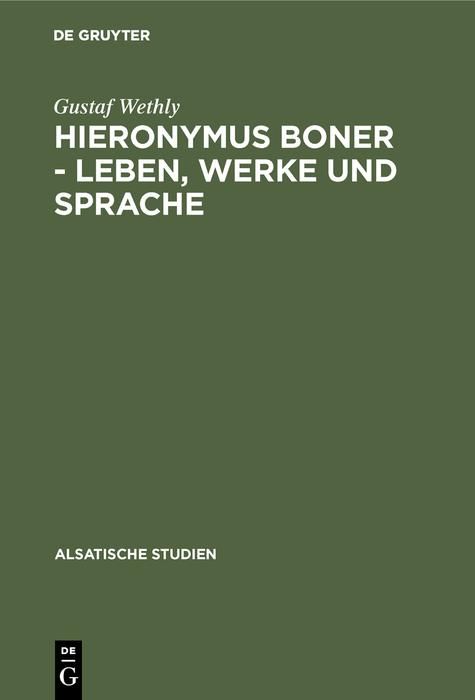 Produktbild: Hieronymus Boner - Leben, Werke und Sprache