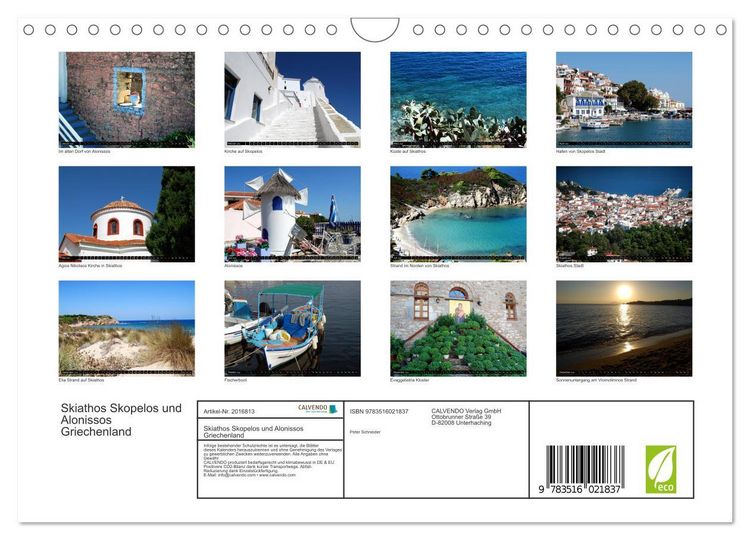 Produktbild: Skiathos Skopelos und Alonissos Griechenland (Wandkalender 2026 DIN A4 quer), CALVENDO Monatskalender