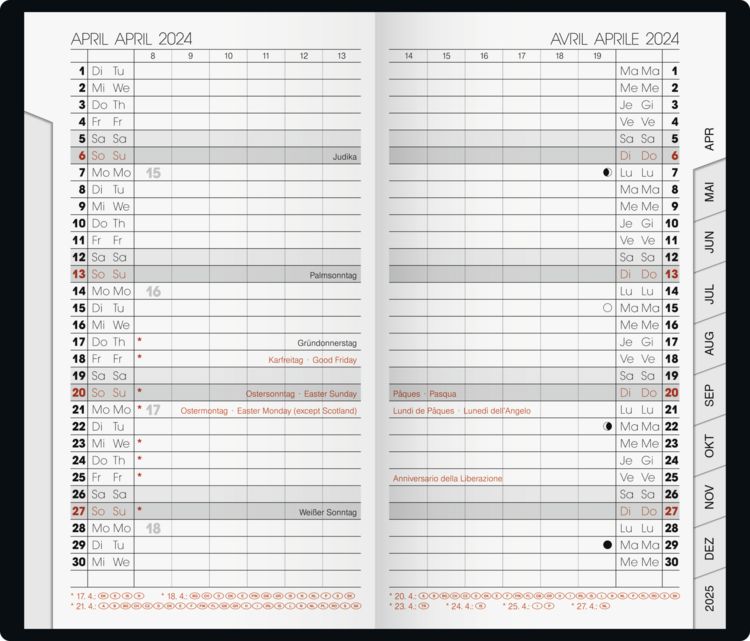Produktbild: Brunnen Taschenkalender9x15cm schwarz 2S/1M