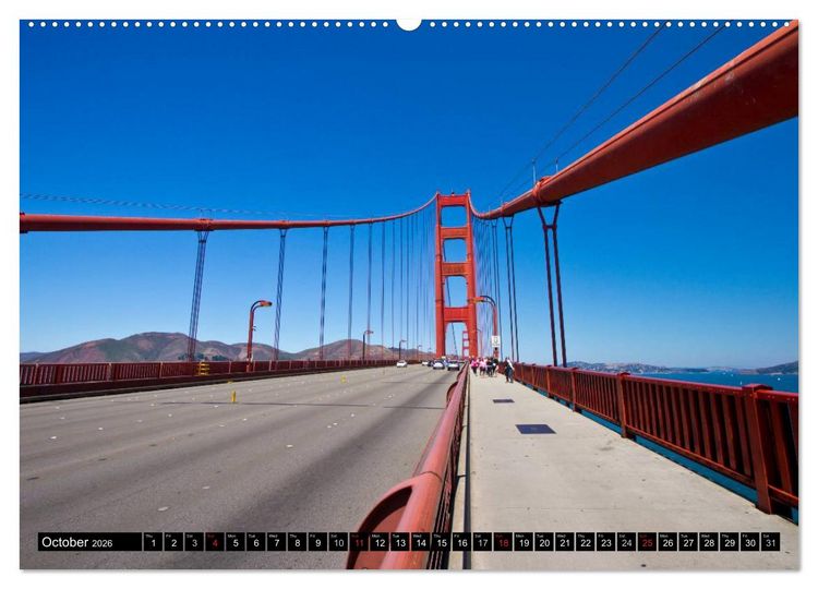 Produktbild: GOLDEN GATE BRIDGE Fascinating San Francisco (High Quality Premium Wall Calendar 2026 DIN A2 landscape),CALVENDO 12 Month Wall Calendar