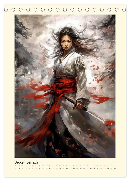 Produktbild: Samurai Amazonen (Tischkalender 2026 DIN A5 hoch), CALVENDO Monatskalender