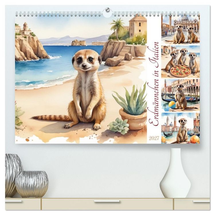 Produktbild: Erdm&auml;nnchen in Italien (hochwertiger Premium Wandkalender 2027 DIN A2 quer), Kunstdruck in Hochglanz