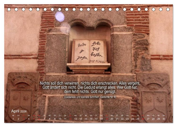 Produktbild: Auf den Spuren der Heilige Teresa von Avila (Tischkalender 2026 DIN A5 quer), CALVENDO Monatskalender