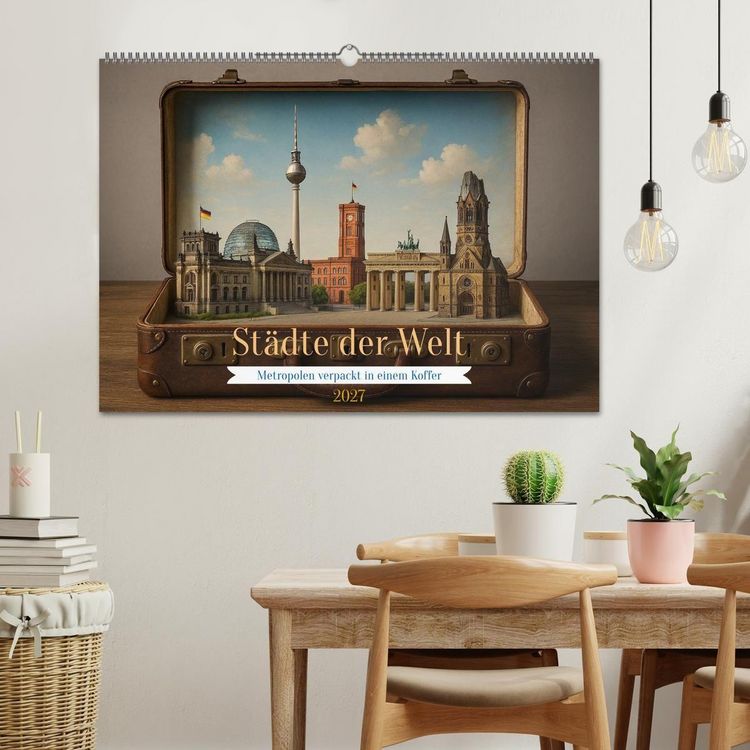 Produktbild: St&auml;dte der Welt - Metropolen verpackt in einem Koffer (Wandkalender 2027 DIN A2 quer), CALVENDO Monatskalender