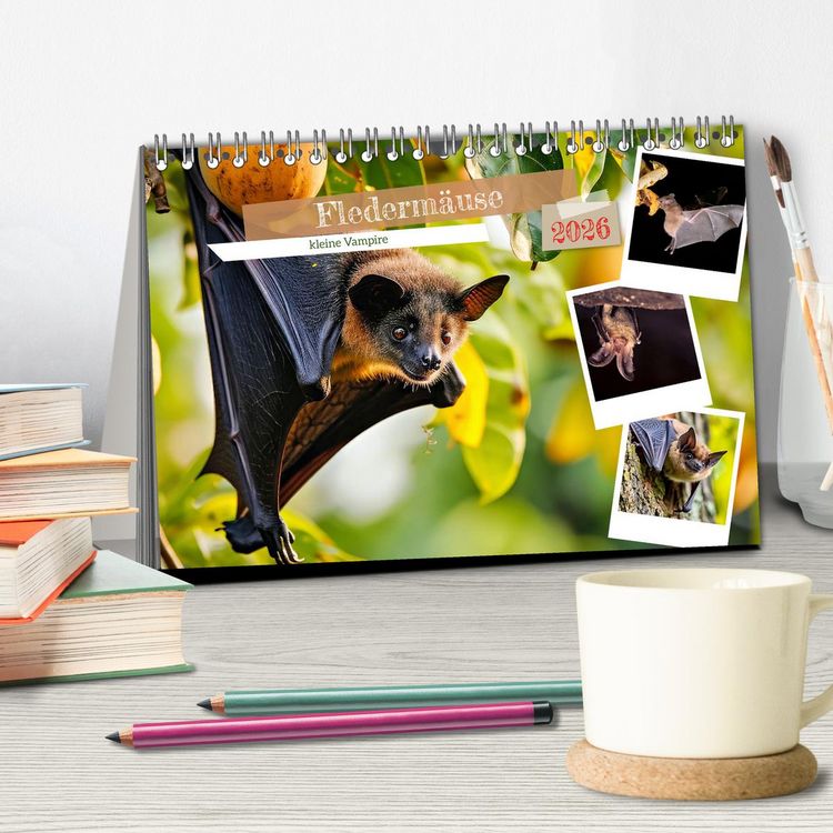 Produktbild: Flederm&auml;use - kleine Vampire (Tischkalender 2026 DIN A5 quer), CALVENDO Monatskalender