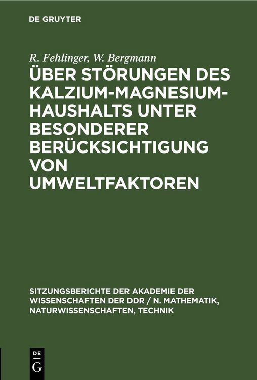 Produktbild: &Uuml;ber St&ouml;rungen des Kalzium-Magnesium-Haushalts unter besonderer Ber&uuml;cksichtigung von Umweltfaktoren