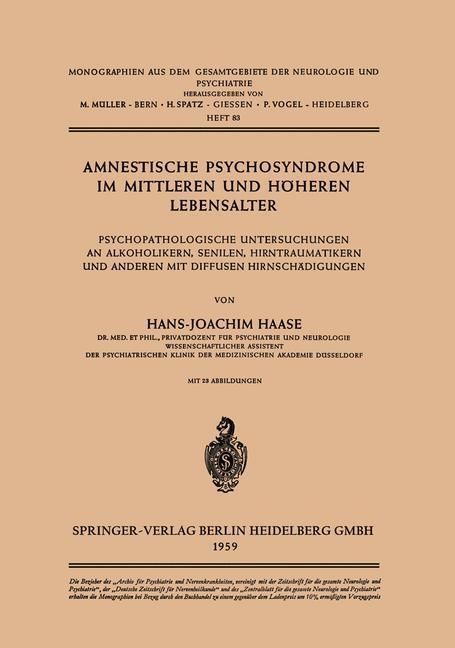 Produktbild: Amnestische Psychosyndrome im Mittleren und H&ouml;heren Lebensalter
