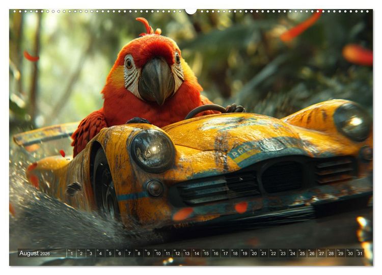 Produktbild: Tierische Rennfahrer - Mit Tieren im Oldtimer durch das Jahr (hochwertiger Premium Wandkalender 2026 DIN A2 quer), Kunstdruck in Hochglanz