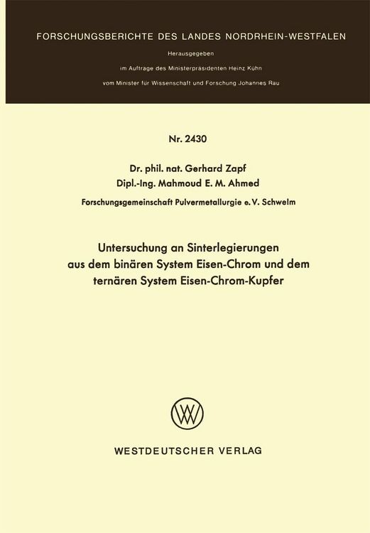 Produktbild: Untersuchung an Sinterlegierungen aus dem bin&auml;ren System Eisen-Chrom und dem tern&auml;ren System Eisen-Chrom-Kupfer
