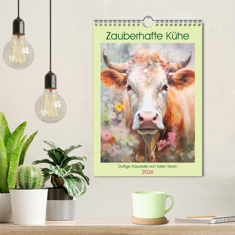Produktbild: Zauberhafte K&uuml;he. Duftige Aquarelle von tollen Tieren (Wandkalender 2026 DIN A4 hoch), CALVENDO Monatskalender
