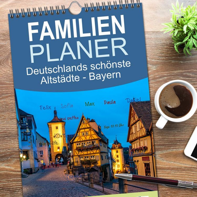 Produktbild: Familienplaner 2026 - Deutschlands sch&ouml;nste Altst&auml;dte - Bayern mit 5 Spalten (Wandkalender, 21 x 45 cm) CALVENDO