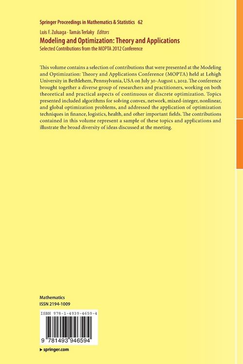 Produktbild: Modeling and Optimization: Theory and Applications