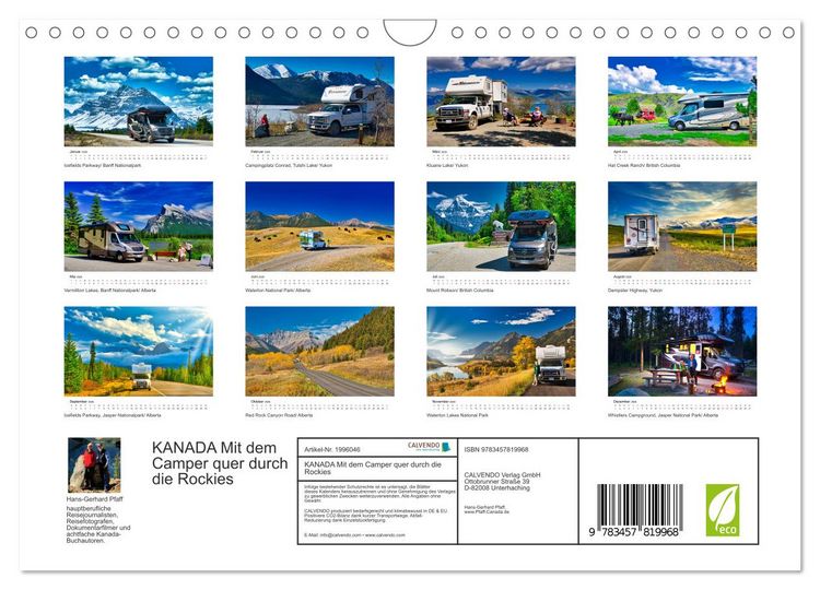 Produktbild: KANADA Mit dem Camper quer durch die Rockies (Wandkalender 2026 DIN A4 quer), CALVENDO Monatskalender