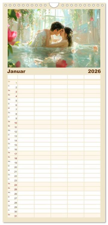 Produktbild: Familienplaner 2026 - Zarte anmutige Romanzen mit 5 Spalten (Wandkalender, 21 x 45 cm) CALVENDO
