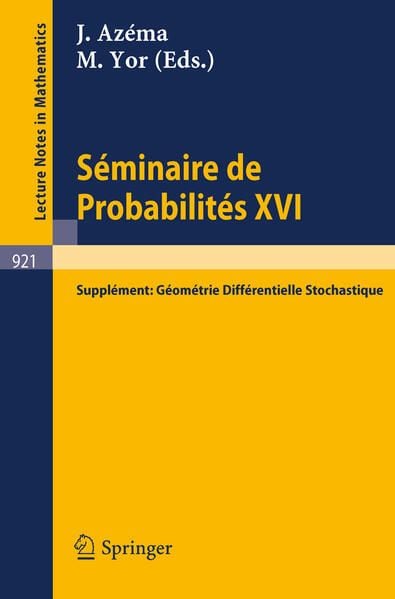 Produktbild: S&eacute;minaire de Probabilit&eacute;s XVI 1980/81