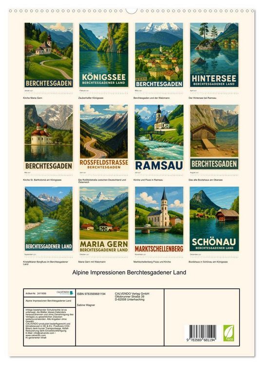 Produktbild: Alpine Impressionen Berchtesgadener Land (hochwertiger Premium Wandkalender 2027 DIN A2 hoch), Kunstdruck in Hochglanz