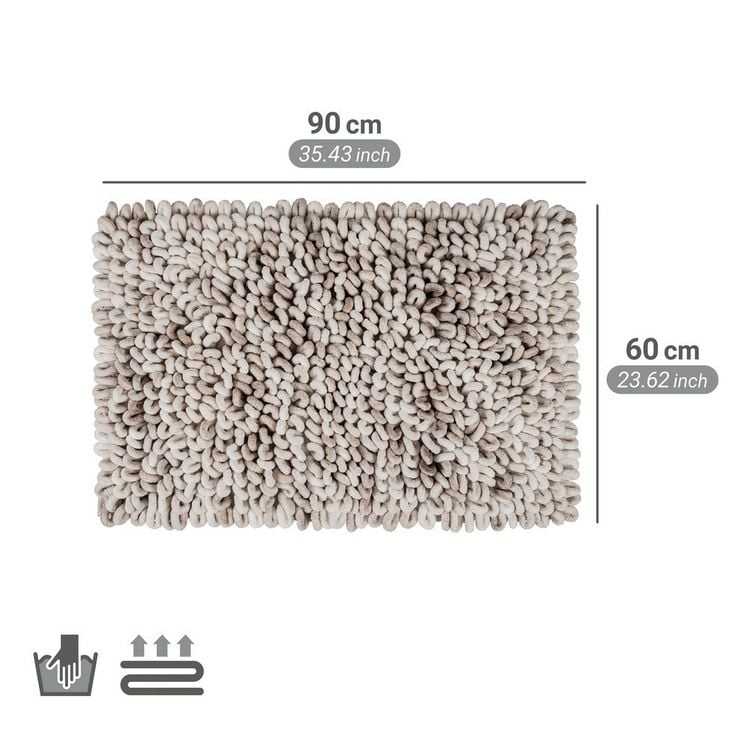 Produktbild: Badteppich Mod. Lerici, weiß-grau, Polyester-Baumwolle, 60x90 cm, schnelltrocknend und rutschfest