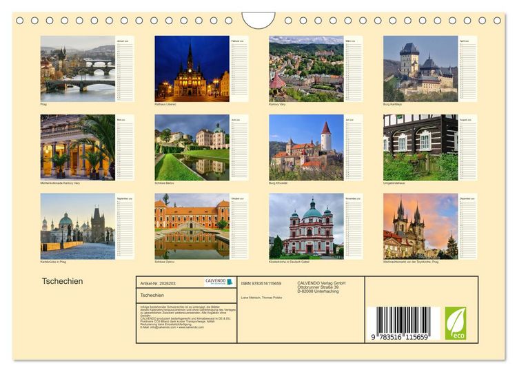 Produktbild: Tschechien (Wandkalender 2026 DIN A4 quer), CALVENDO Monatskalender