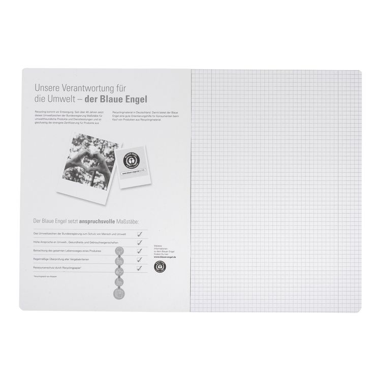 Produktbild: OXFORD Recycling Schulheft A4, 16 Blatt, Lineatur 28 (kariert mit Rand links und rechts), 90 g/m&sup2;
