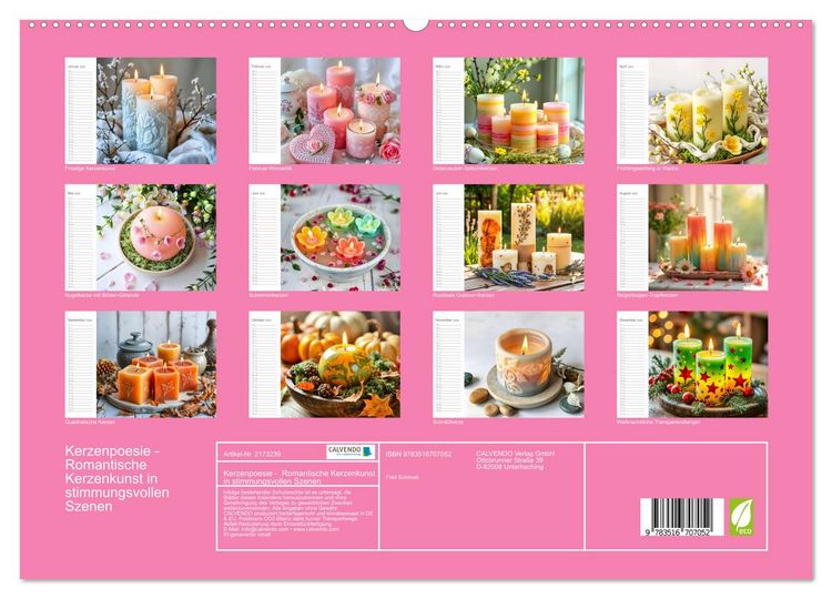 Produktbild: Kerzenpoesie - Romantische Kerzenkunst in stimmungsvollen Szenen (hochwertiger Premium Wandkalender 2026 DIN A2 quer), Kunstdruck in Hochglanz