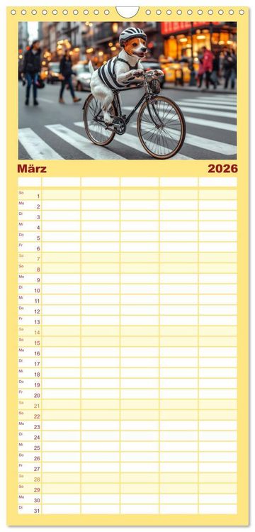 Produktbild: Familienplaner 2026 - S&uuml;&szlig;e Hunde cruisen - durch das Jahr mit dem Hundekalender mit 5 Spalten (Wandkalender, 21 x 45 cm) CALVENDO
