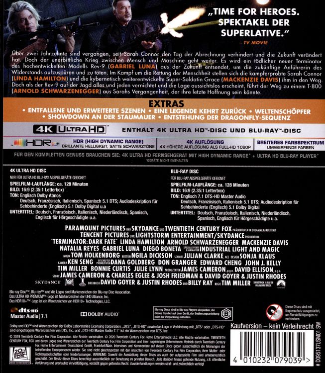 Produktbild: Terminator - Dark Fate (4K Ultra HD) (+ Blu-ray 2D)