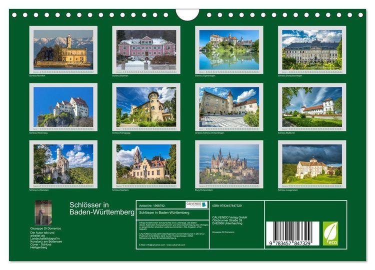 Produktbild: Schl&ouml;sser in Baden-W&uuml;rttemberg (Wandkalender 2026 DIN A4 quer), CALVENDO Monatskalender