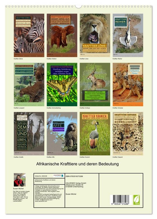 Produktbild: Afrikanische Krafttiere und deren Bedeutung (hochwertiger Premium Wandkalender 2026 DIN A2 hoch), Kunstdruck in Hochglanz