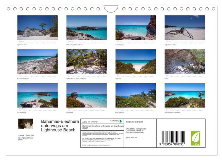 Produktbild: Bahamas-Eleuthera unterwegs am Lighthouse Beach (Wandkalender 2026 DIN A4 quer), CALVENDO Monatskalender