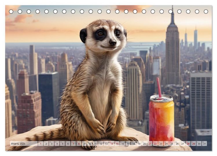 Produktbild: Suricates &agrave; New York (Calendrier de bureau 2026 DIN A5 vertical), CALVENDO calendrier mensuel