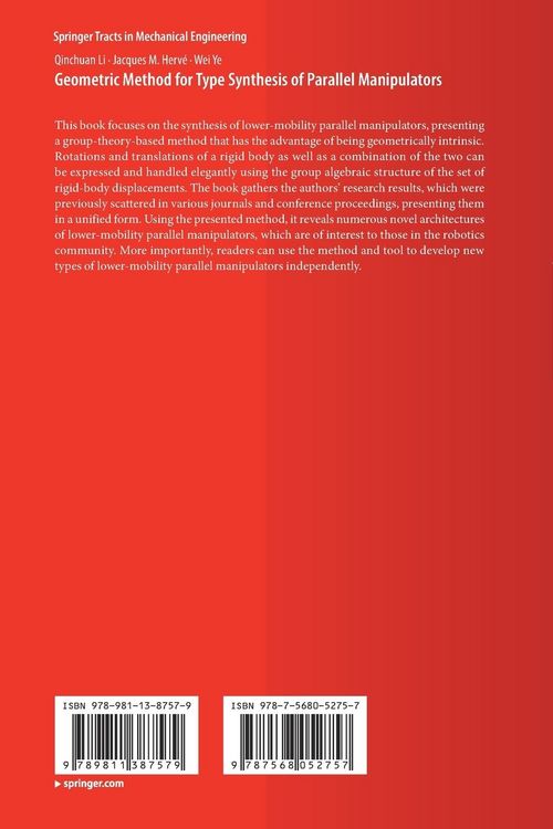 Produktbild: Geometric Method for Type Synthesis of Parallel Manipulators