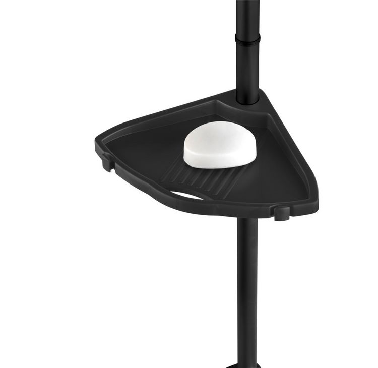 Produktbild: Duschecke Mod. Compact, schwarz, Aluminium, 26x78-275x19,5 cm, 4 Ablagen, 8 Haken, teleskopisch