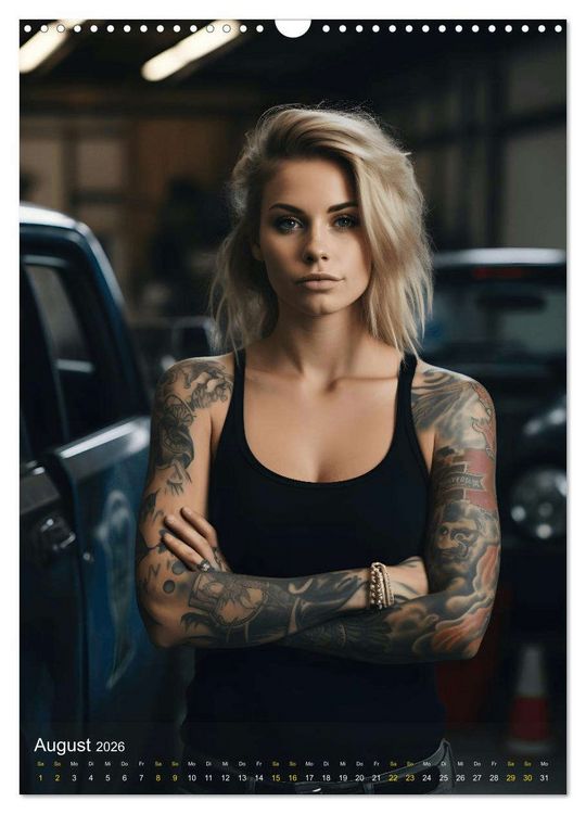 Produktbild: Tattoo Sch&ouml;nheiten - zw&ouml;lf Monate, zw&ouml;lf Frauen und jede Menge Tattoos (Wandkalender 2026 DIN A3 hoch), CALVENDO Monatskalender