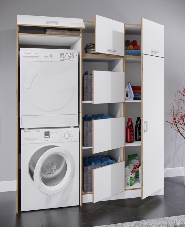 Produktbild: W&auml;scheschrank mit 3 F&auml;chern & T&uuml;ren Rislo CL XL