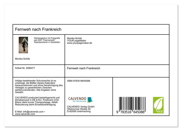 Produktbild: Fernweh nach Frankreich (Tischkalender 2026 DIN A5 quer), CALVENDO Monatskalender