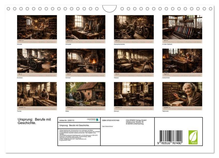 Produktbild: Ursprung: Berufe mit Geschichte. (Wandkalender 2027 DIN A4 quer), CALVENDO Monatskalender
