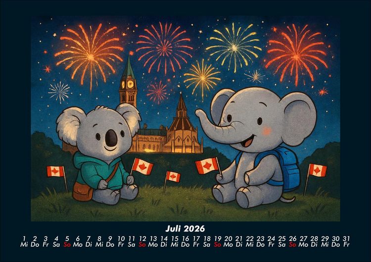 Produktbild: Kiki & Raffi - Reise durch Kanada 2026 Fotokalender DIN A4