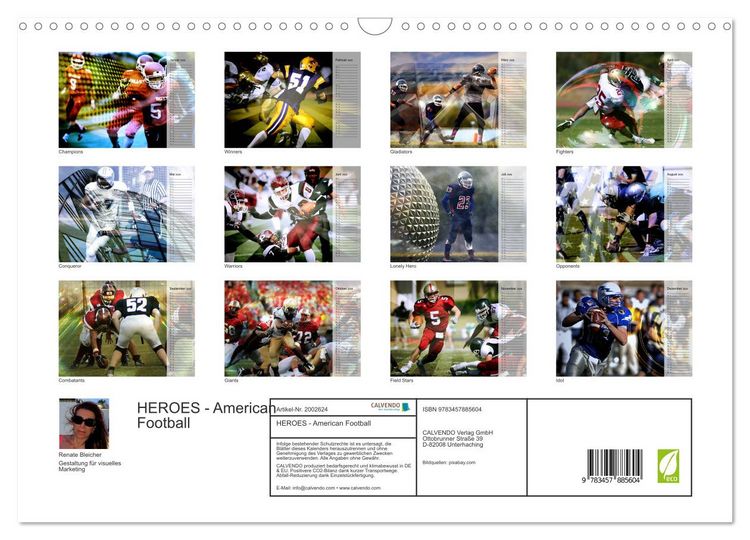 Produktbild: HEROES - American Football (Wandkalender 2026 DIN A3 quer), CALVENDO Monatskalender