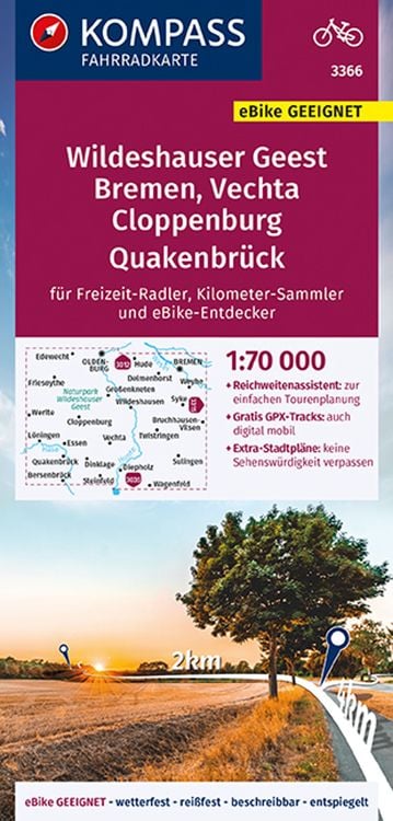 Bild vom Artikel KOMPASS Fahrradkarte 3366 Wildeshauser Geest - Vechta - Cloppenburg 1:70.000 vom Autor Kompass-Karten GmbH