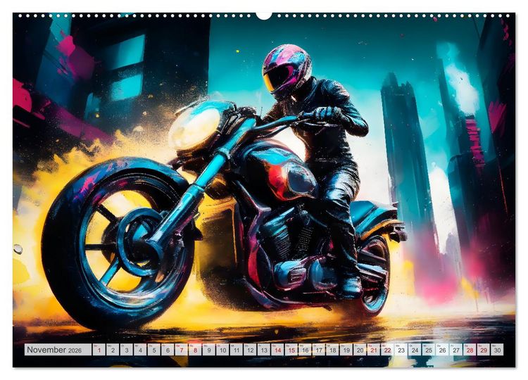 Produktbild: Coole KI-generierte MOTORR&Auml;DER (hochwertiger Premium Wandkalender 2026 DIN A2 quer), Kunstdruck in Hochglanz