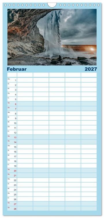 Produktbild: Familienplaner 2027 - Island - Rundreise im Oktober mit 5 Spalten (Wandkalender, 21 x 45 cm) CALVENDO
