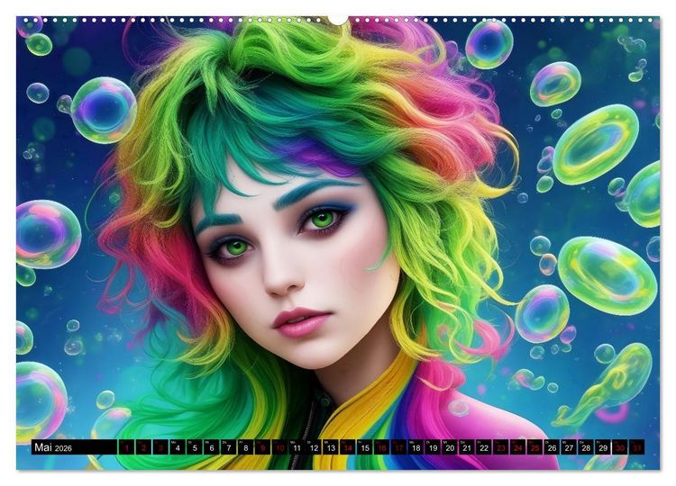 Produktbild: Psychedelische Ladies (hochwertiger Premium Wandkalender 2026 DIN A2 quer), Kunstdruck in Hochglanz