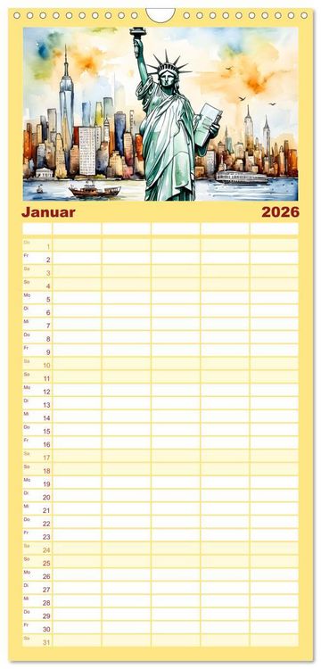 Produktbild: Familienplaner 2026 - Sightseeing New York mit 5 Spalten (Wandkalender, 21 x 45 cm) CALVENDO