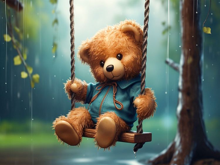 Produktbild: CALVENDO Puzzle Teddyb&auml;r auf der Schaukel | 1000 Teile Lege-Gr&ouml;&szlig;e 64x48cm Foto-Puzzle f&uuml;r gl&uuml;ckliche Stunden