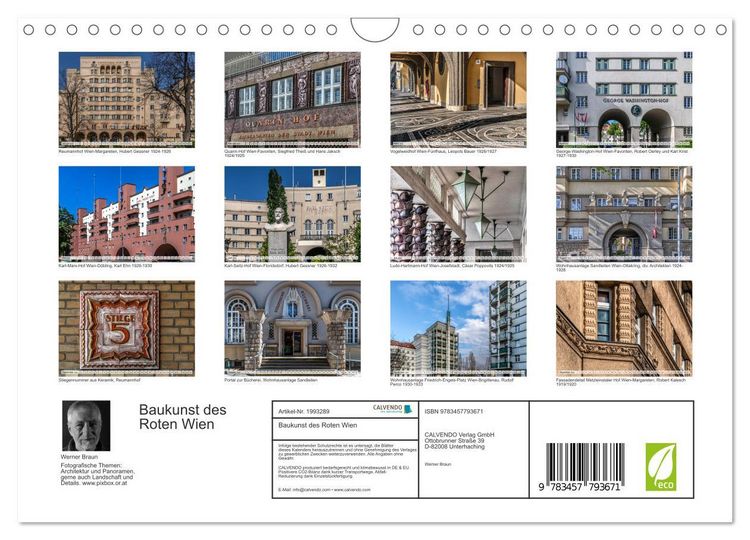 Produktbild: Baukunst des Roten Wien (Wandkalender 2026 DIN A4 quer), CALVENDO Monatskalender