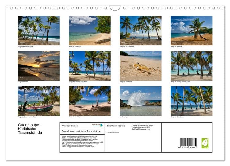 Produktbild: Guadeloupe - Karibische Traumstr&auml;nde (Wandkalender 2026 DIN A3 quer), CALVENDO Monatskalender