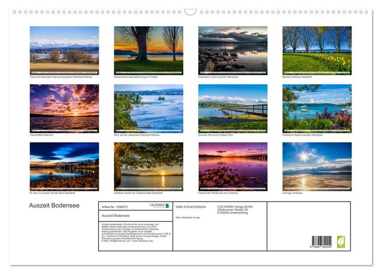 Produktbild: Auszeit Bodensee (Wandkalender 2026 DIN A2 quer), CALVENDO Monatskalender