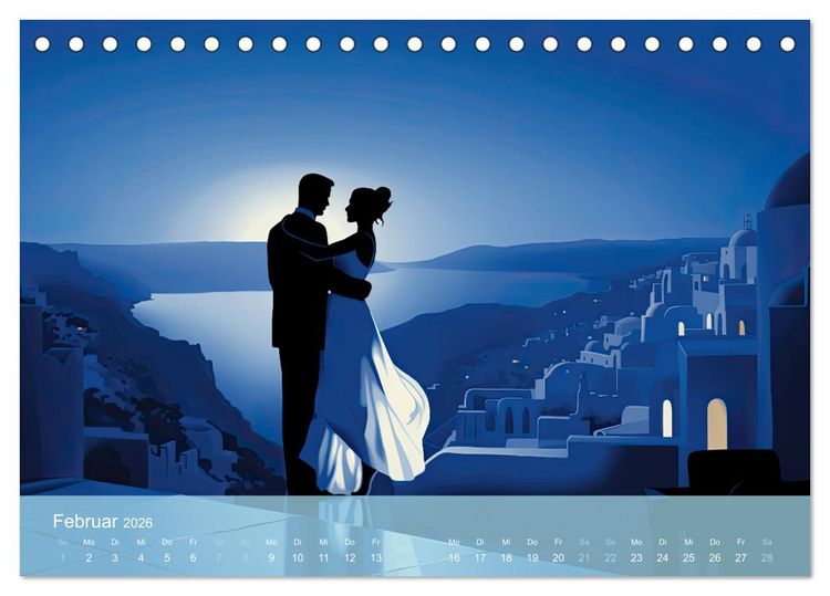 Produktbild: Santorini, Griechenland -Romatische Abendstimmung- (Tischkalender 2026 DIN A5 quer), CALVENDO Monatskalender