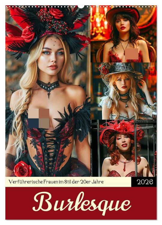 Produktbild: Burlesque. Verführerische Frauen im Stil der 20er Jahre (Wandkalender 2026 DIN A2 hoch), CALVENDO Monatskalender