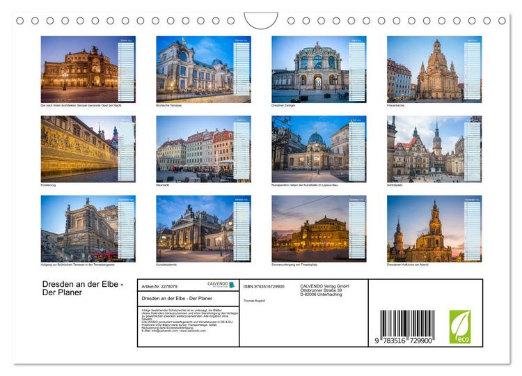 Produktbild: Dresden an der Elbe - Der Planer (Wandkalender 2026 DIN A4 quer), CALVENDO Monatskalender